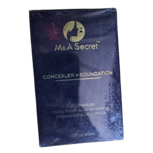 M&A Secret Concealer+Foundation–Full Coverage Matte Finish, Long-Lasting, Waterproof & Oil Control–1.0 fl. oz / 30ml
